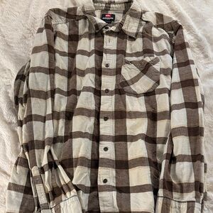 Brown and Cream Plaid Button-Up Shirt